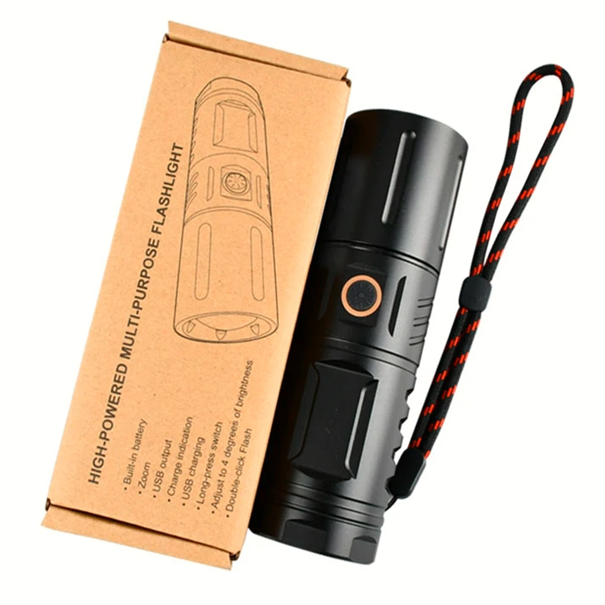WATERPROOF STRONG LED FLASHLIGHT WITH POWER BANK